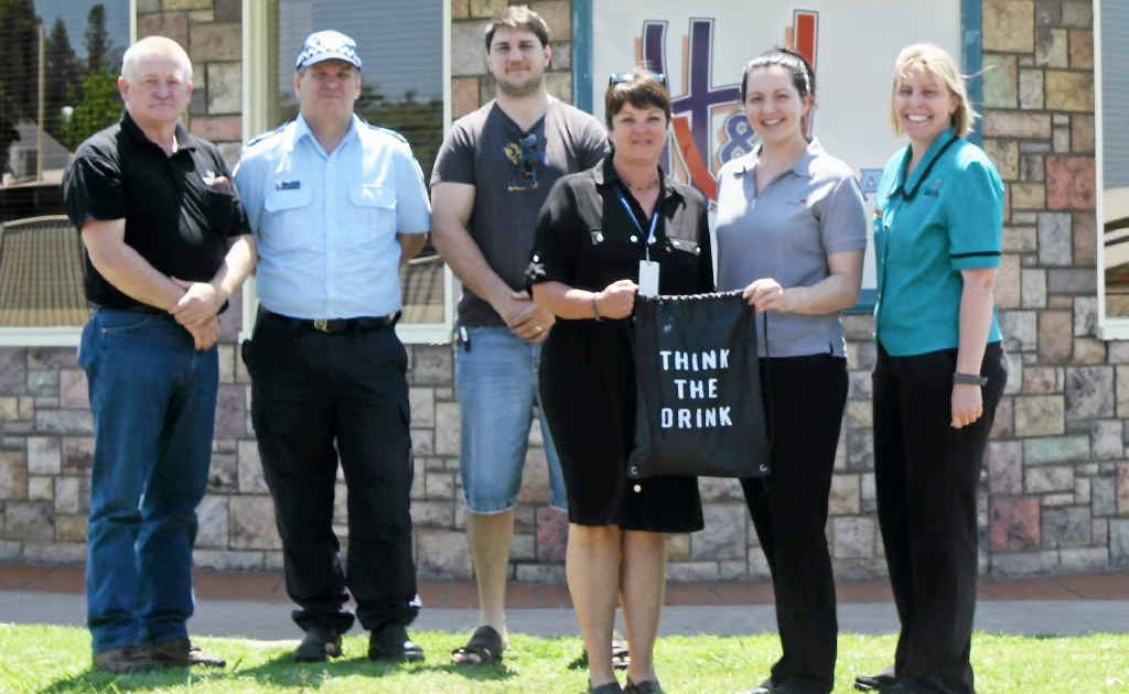 Gary Lawrence, Sgt Cameron Slater, Darren Pettiford, Denise Dixon, Krysten Henning and Sussan Trim have jumped aboard the Think the Drink program to educate students on alcohol ahead of Schoolies Week. Gary Lawrence, Sgt Cameron Slater, Darren Pettiford, Denise Dixon, Krysten Henning and Sussan Trim have jumped aboard the Think the Drink program to educate students on alcohol ahead of Schoolies Week.